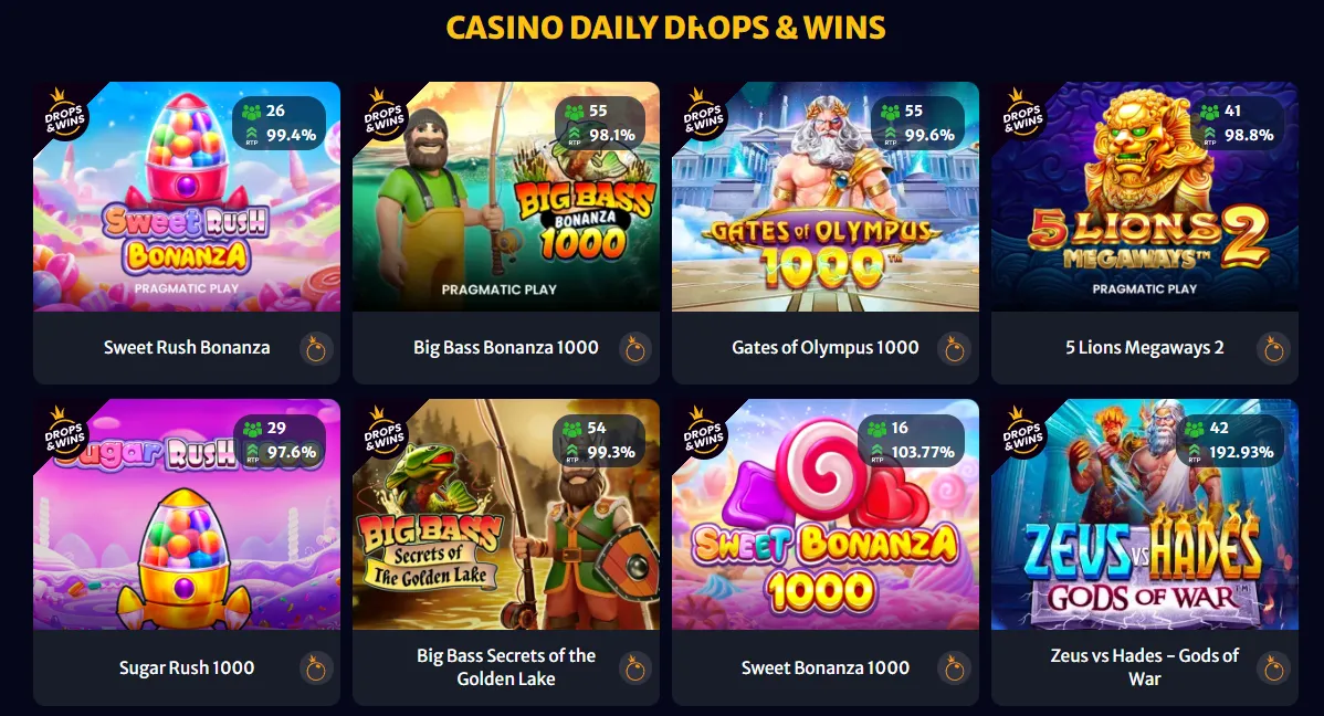 HellSpin Casino slot games section — 7000+ titles